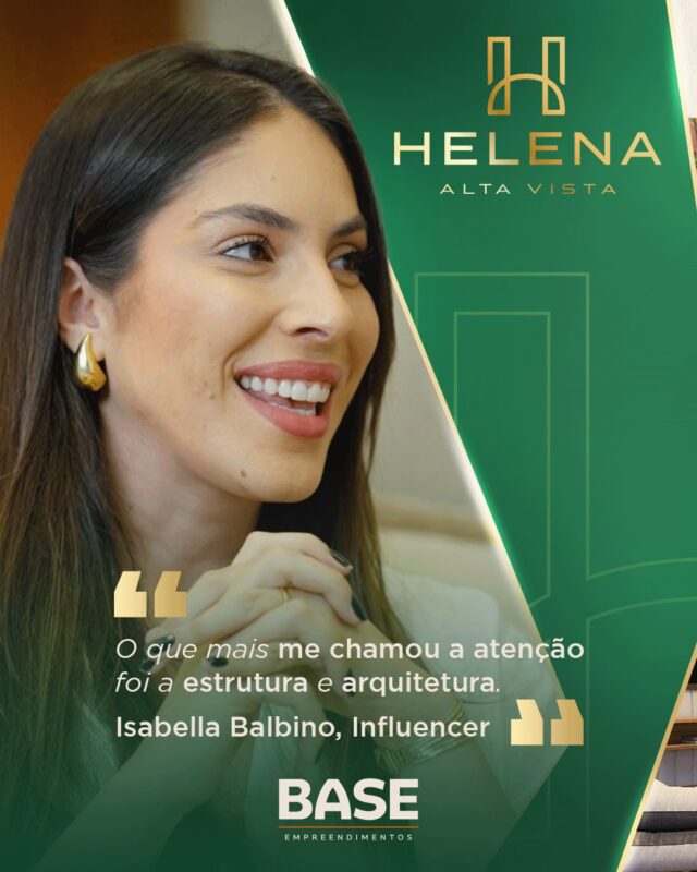 Quando um projeto chama atenção logo no primeiro olhar, é porque ele foi pensado para surpreender.

A influenciadora Isabella Balbino destacou exatamente isso durante sua visita ao Helena Alta Vista:
“O que mais me chamou a atenção foi a estrutura e arquitetura.”

Linhas contemporâneas, espaços inteligentes e um projeto que valoriza cada detalhe fazem do Helena Alta Vista um empreendimento único em Pará de Minas.

Agende sua visita e conheça tudo de perto.

#BaseEmpreendimentos #HelenaAltaVista #Arquitetura #AltoPadrão #ParáDeMinas #Design #Empreendimento #Imóveis