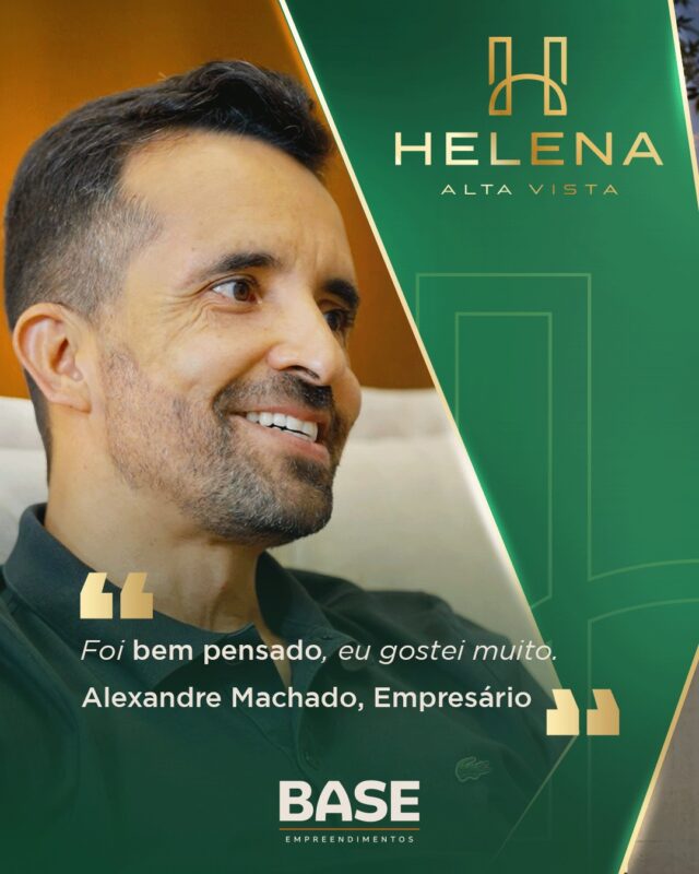 Algumas opiniões têm ainda mais peso quando vêm de quem conhece o mercado de perto.

O Helena Alta Vista foi apresentado ao empresário Alexandre Machado, e a primeira impressão resumiu bem a proposta do empreendimento:
“Foi bem pensado, eu gostei muito.”

Cada ambiente foi projetado para unir sofisticação, funcionalidade e conforto, criando um residencial que valoriza cada detalhe.
Conheça o Helena Alta Vista e descubra por que ele tem conquistado quem busca um novo padrão de morar.

#BaseEmpreendimentos #HelenaAltaVista #AltoPadrão #ParáDeMinas #Arquitetura #MercadoImobiliário #Empreendimento #QualidadeDeVida