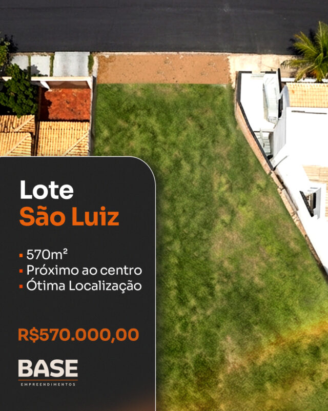 Localização faz diferença hoje e valoriza ainda mais amanhã.

Este lote de 570m², no Bairro São Luiz, une metragem generosa e fácil acesso ao centro, oferecendo praticidade para o dia a dia e excelente potencial de valorização.

Entre em contato e conheça essa oportunidade.

#BaseEmpreendimentos #LoteSãoLuiz #ParáDeMinas #Terreno #Construção #Investimento #MercadoImobiliário #Imóveis